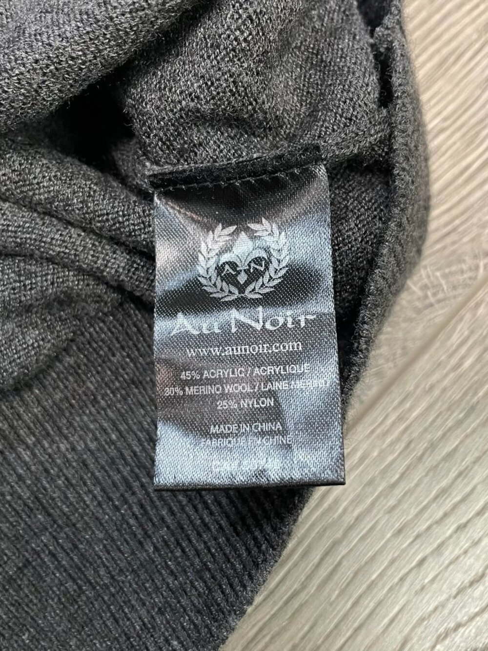 Au Noir Montreal Men's Merino Wool Blend Charcoal Grey Quarter Zip Sweater Size - Picture 5 of 9